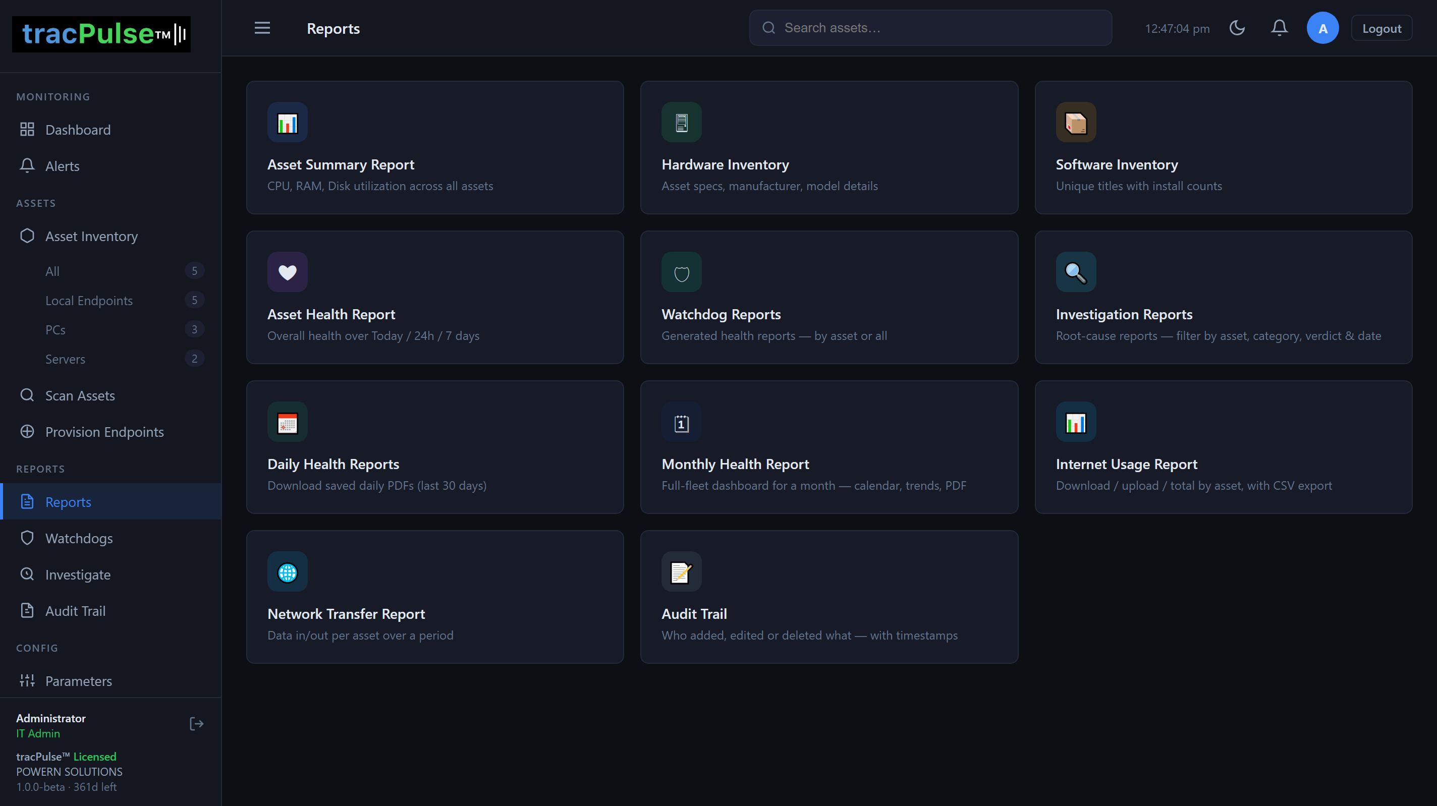 tracPulse reports hub